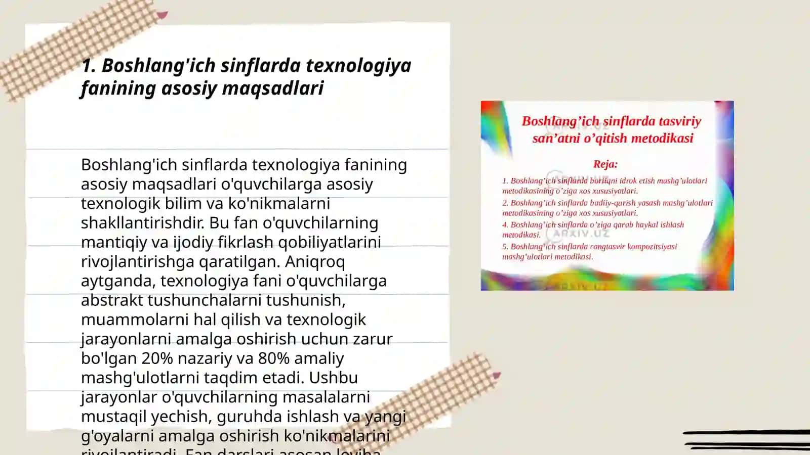 Boshlang'ich sinflarda texnologiya fanining maqsad va vazifalari 3