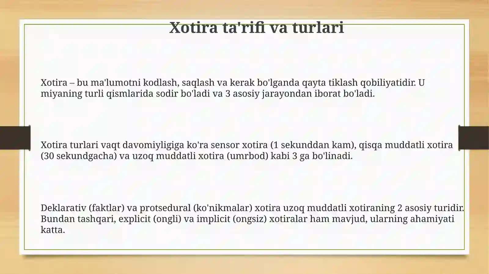 Xotira va uning turlari 3