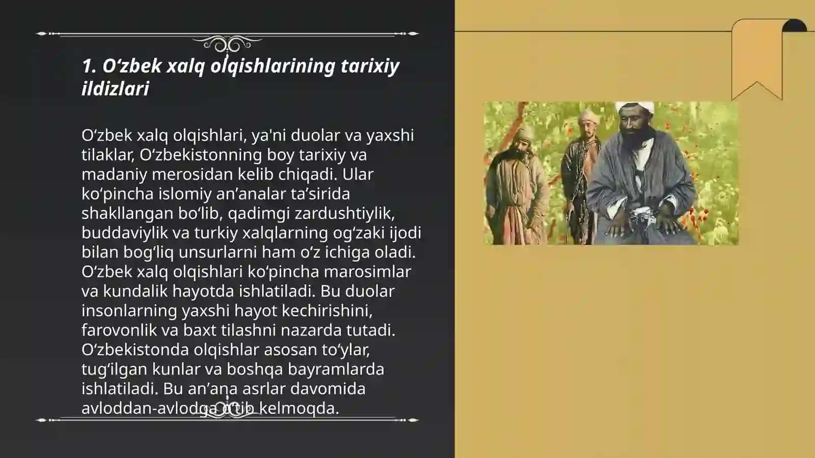 O'zbek xalq olqishlari va qarg'ishlari va mazmunini sharhlab tahlil qilish 3