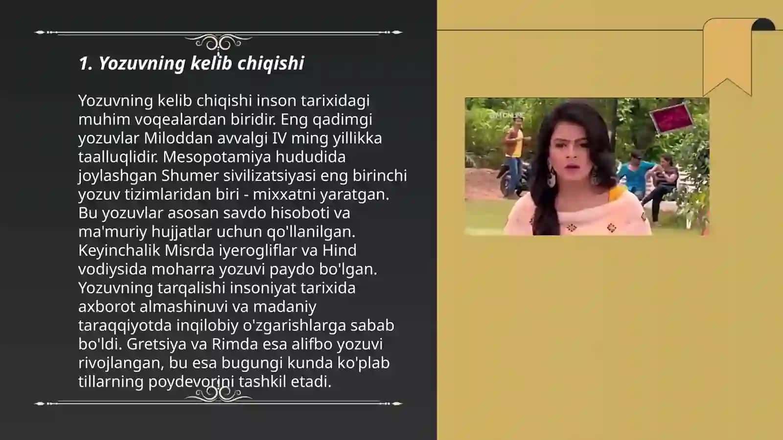 Yozuv tarixi bo'yicha taqdimot 3