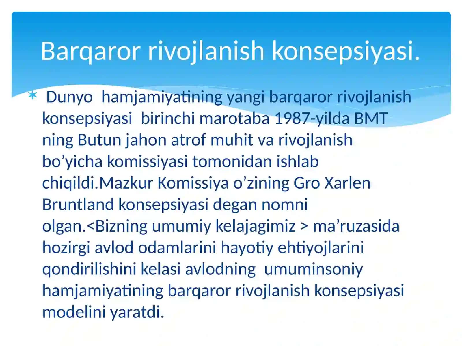 Barqaror  rivojlanishning  ijtimoiy o’lchamlari. 3