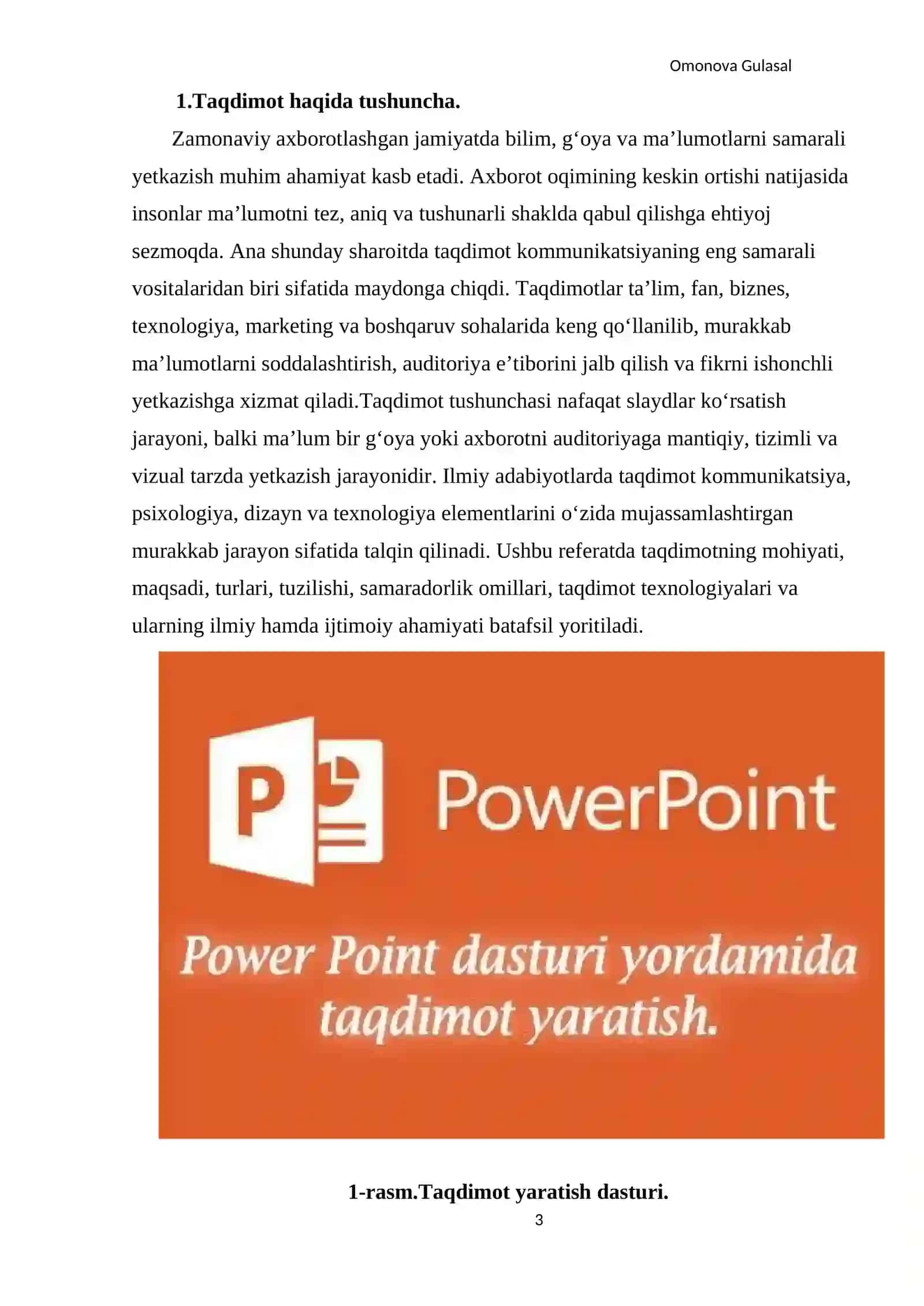 Zamonaviy taqdimotlar tayyorlash texnologiyasi (Powerpoint) 3