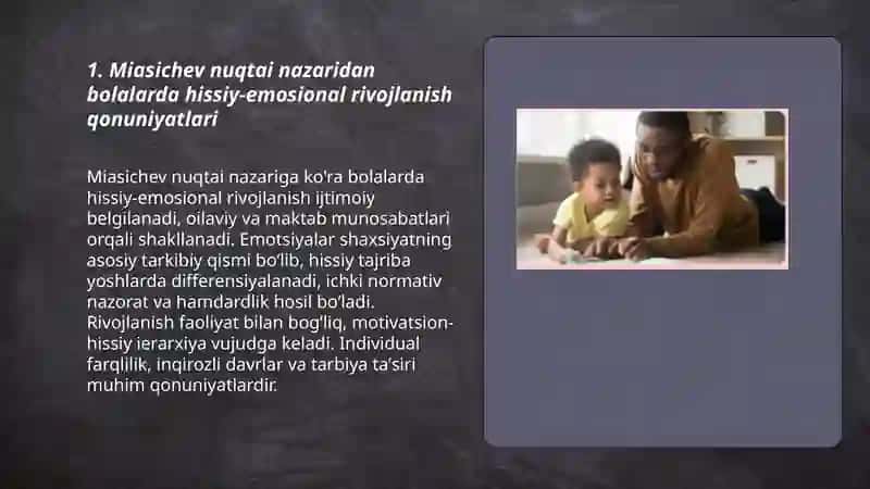 Miasichevning munosabatlar psixologiyasida bolalar psixik taraqqiyot qonuniyatlarining yoritilishi 3