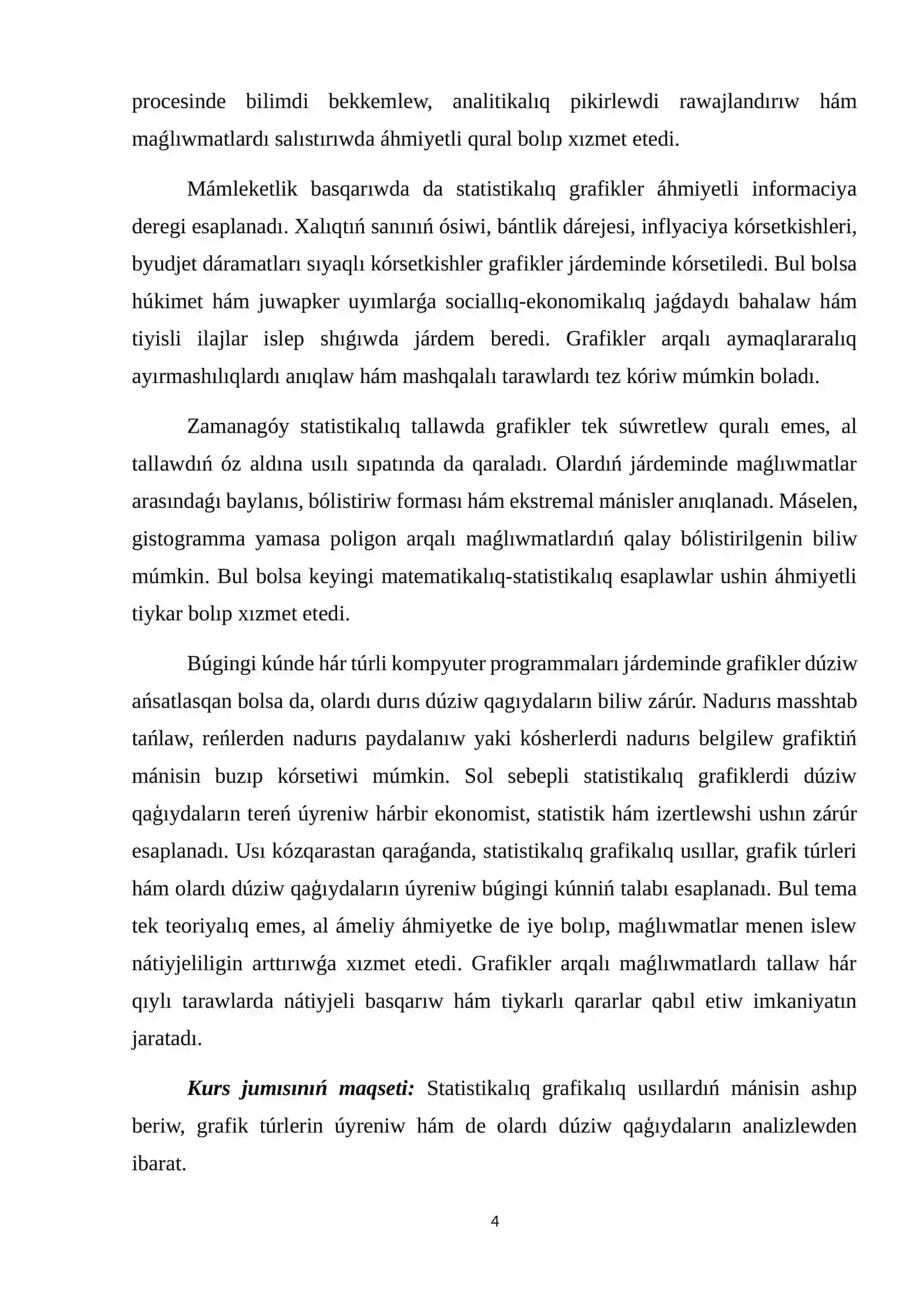 Statistikalıq grafikalıq usıllar, grafik túrleri hám olardı dúziw qaģıydaları 3