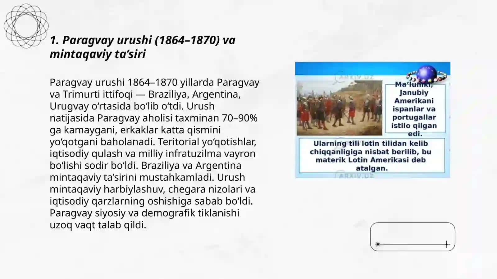 XIX asirning ikkinchi yarmi -XX asr boshlarida Lotin Amerikasi davlatlari 3
