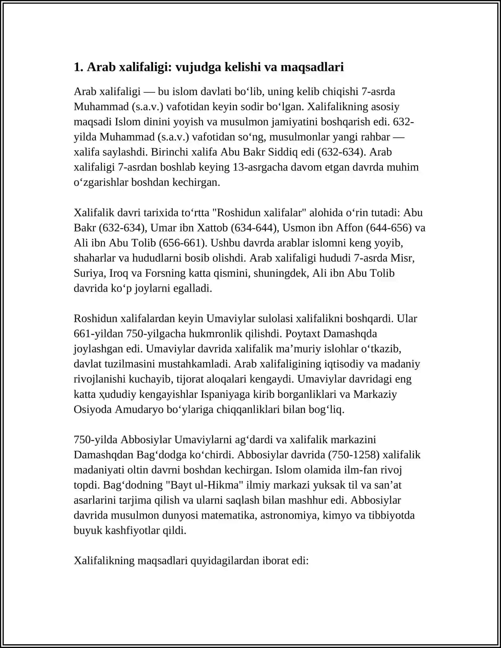 ARAB XALIFALIGI ARABLAR BOSQINI DAVRIDA MOVARAUNAHR TARIXIY GEOGRAFIYASI 3