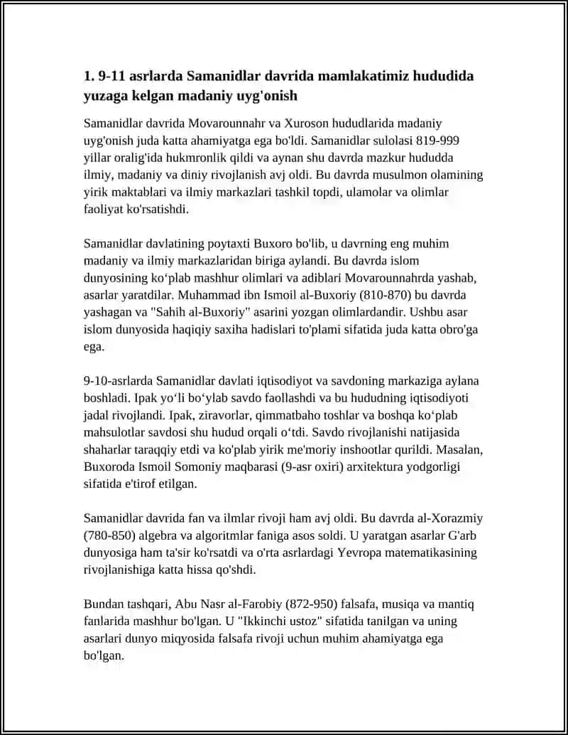 9-11 ASRLARDA MAMLAKATIMIZ HUDUDIDA MADANIY UYG'ONISH 3