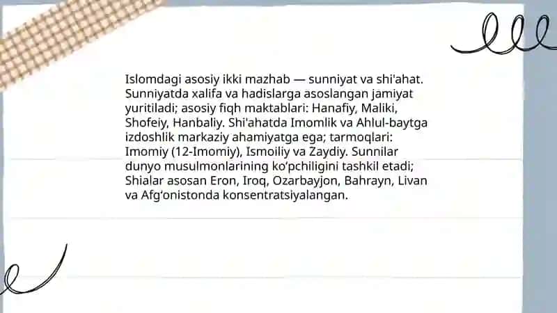 Islomdagi Mazhablar 3