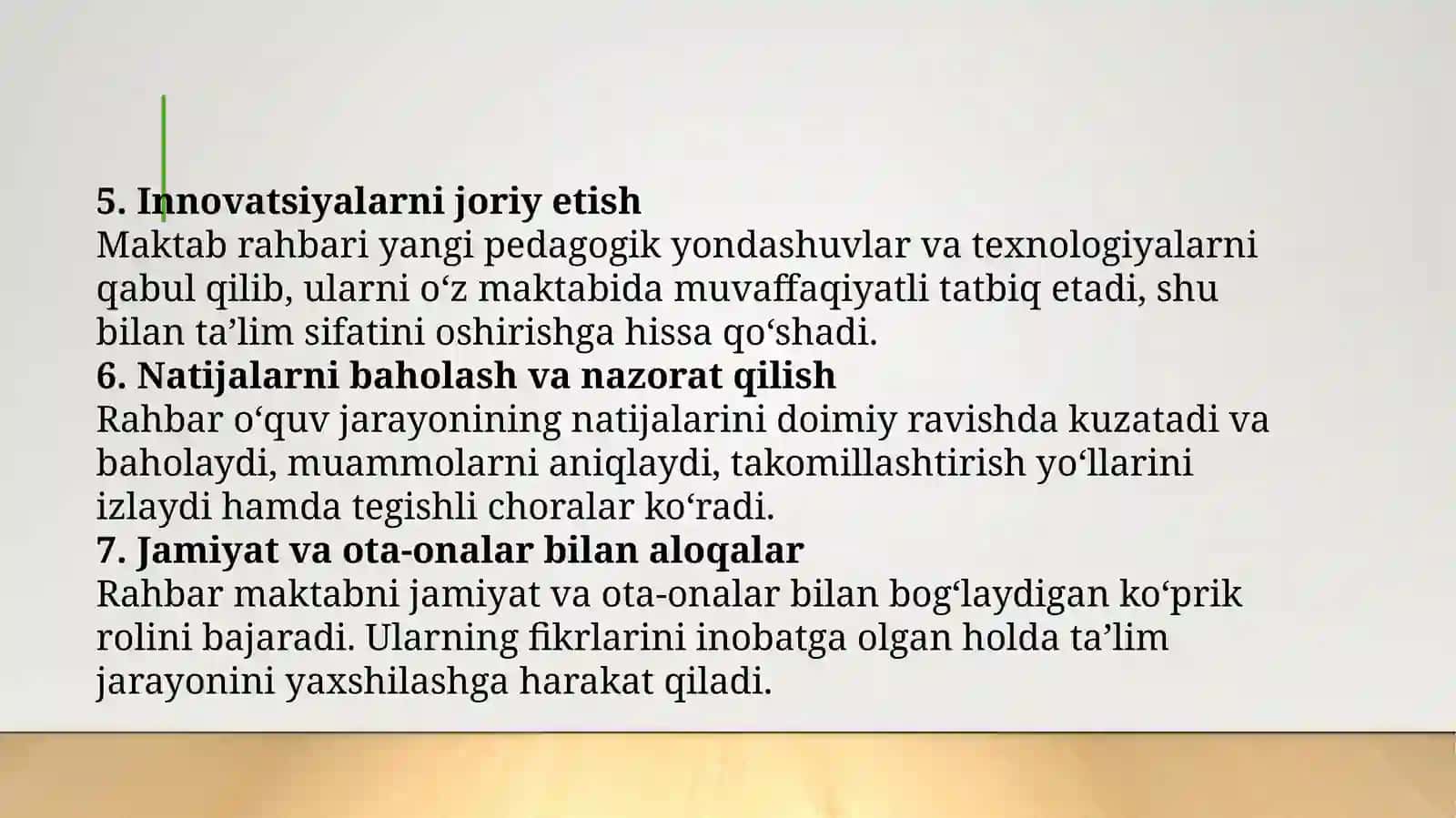 Maktabni Samarali boshqarishda Rahbarga qo’yiladigan talablar 3