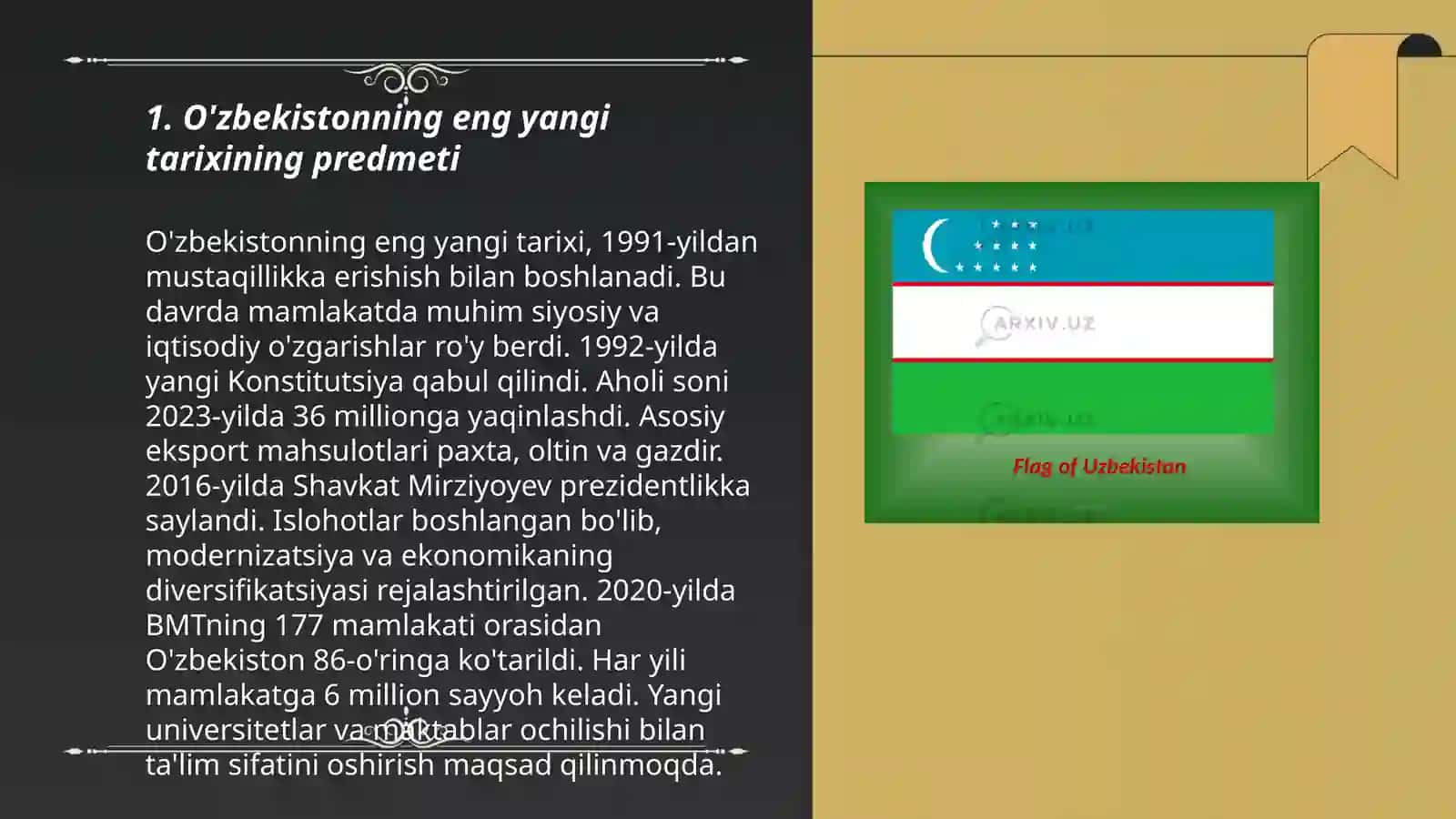 O'zbekistonning eng yangi tarixi fanining predmeti maqsadi va vazifalari 3