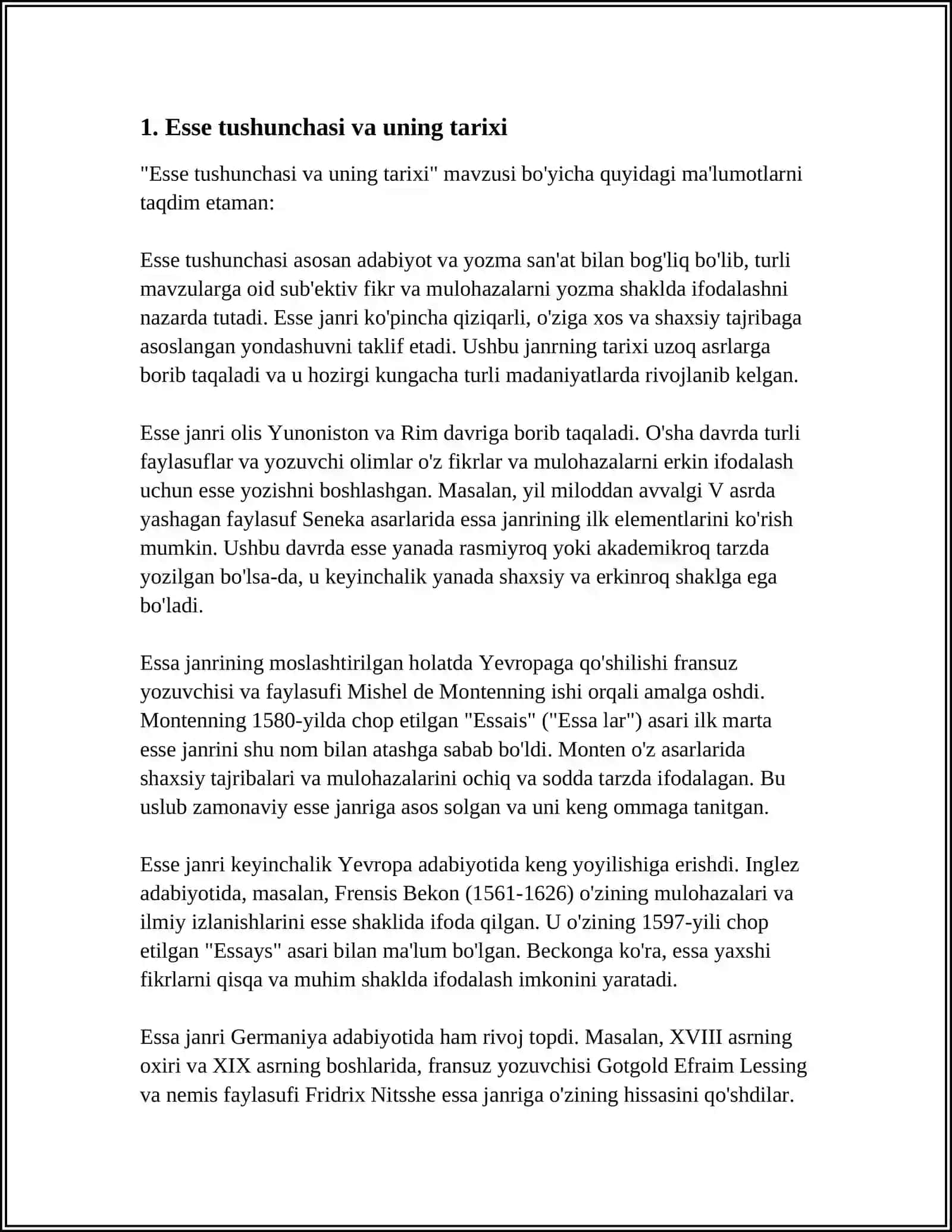 ESSE HAQIDA MALUMOTLAR 3