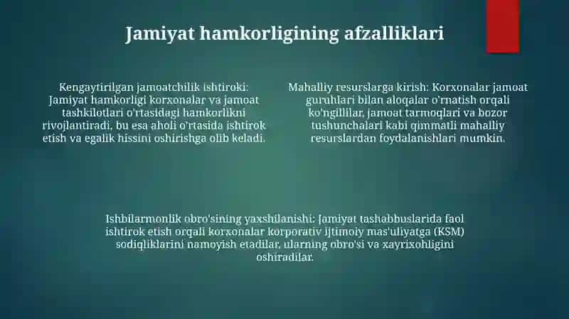 Hamkorlik jamiyat rivojlanishiga yordam beradi 3