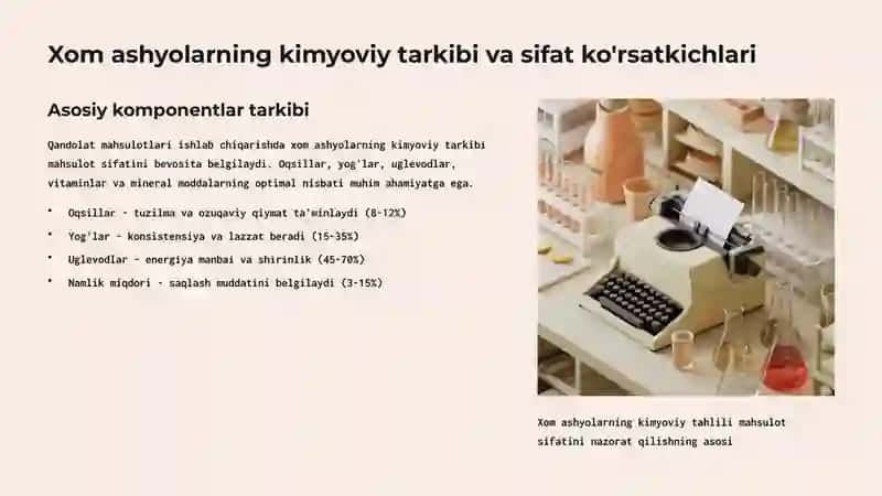 Qandolat mahsulotlari ishlab chiqarishda xom ashyolar 3