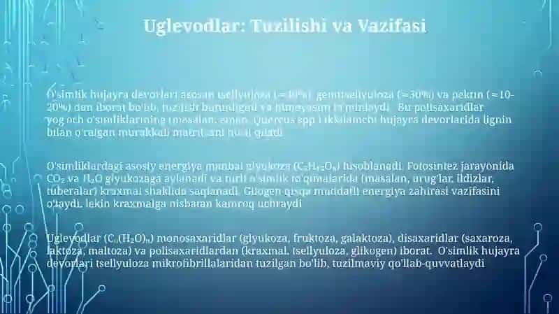 Oʻsimlik hujayra sinovlari - kimyoviy tarkibi va zaxira moddalari 3