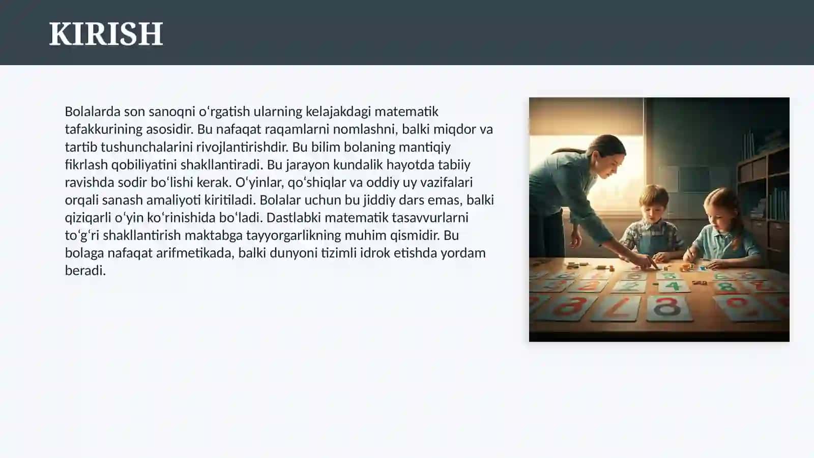 BOLALARDA SON SANOQ HAQIDAGI BILIMLARNI SHAKLLANTIRISH, SANASHGA O`RGATISH 3