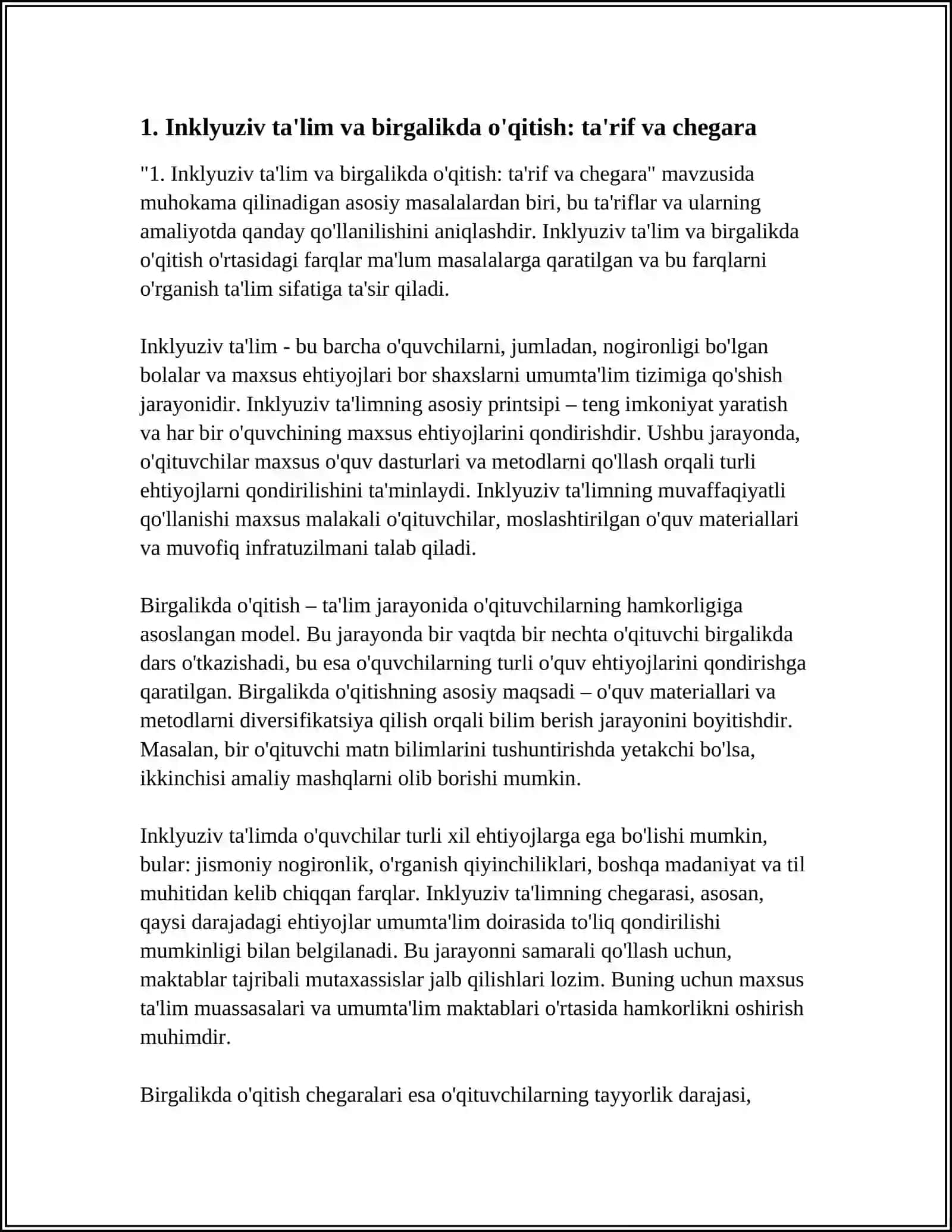 INKLYUZIV VA BIRGALIKDA OQITISH ULARNING ASOSIY FARQLARINI ASOSLASH 3
