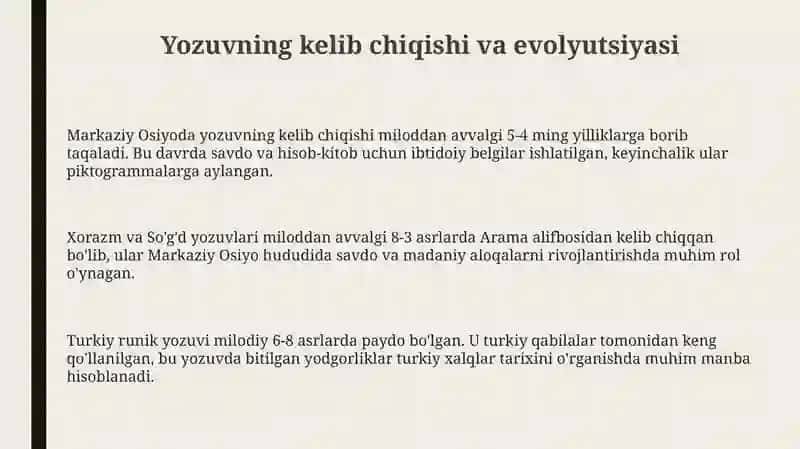 Òrta osiyo xalqlarining yozuv tarixi 3