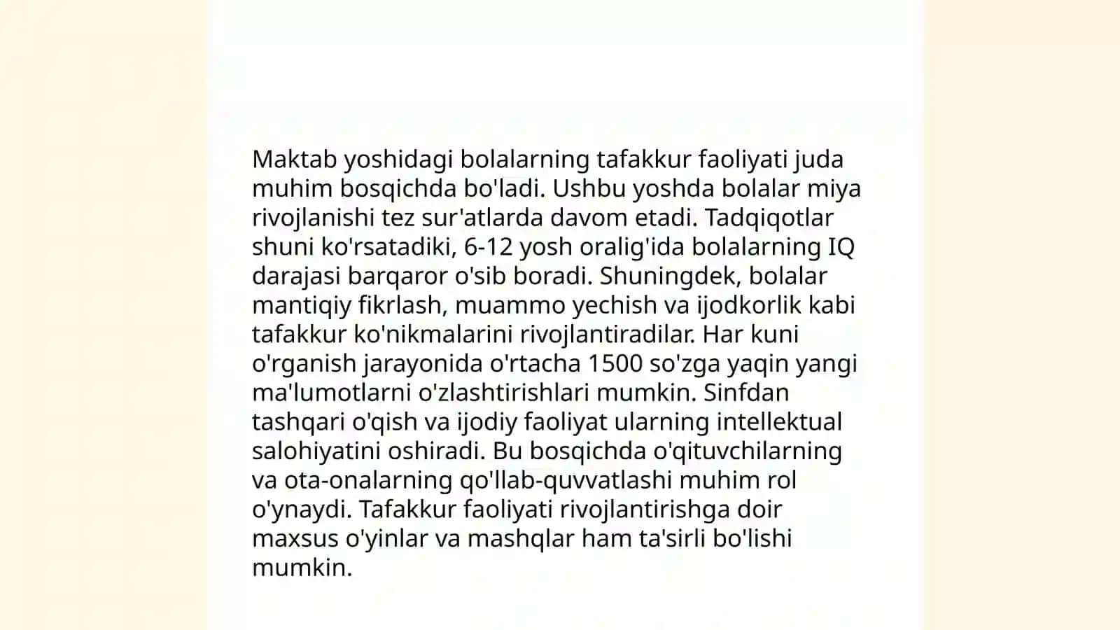 Maktab yoshidagi bolalarning tafakkur va xotira xususiytlari. Osmirlik davrida yuzaga keldigan muammolar 3