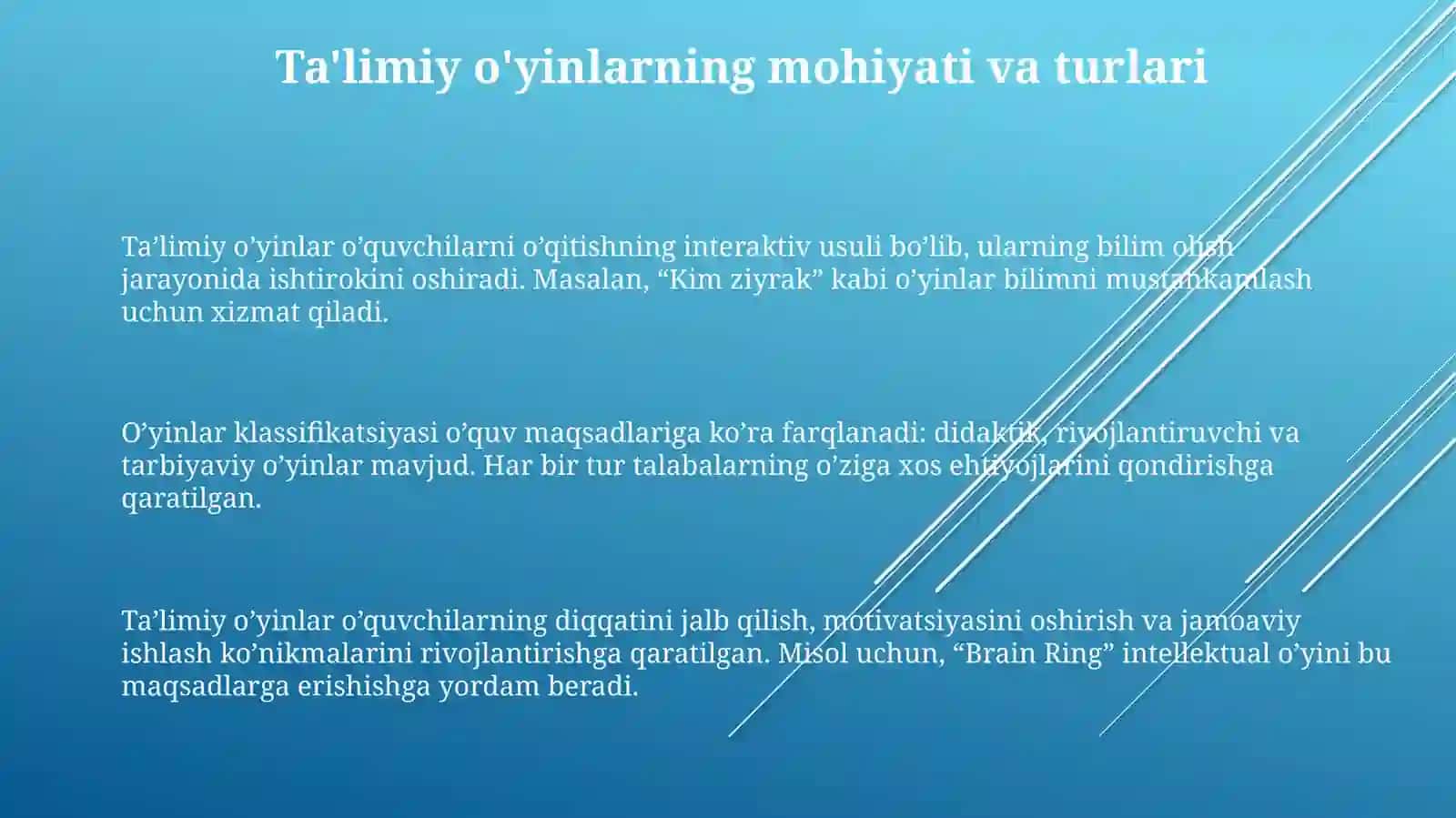 Sinflarda sinfdan tashqarida mashg'ulotlarda didaktik o'yinlarni qo'llash metodikasi 3
