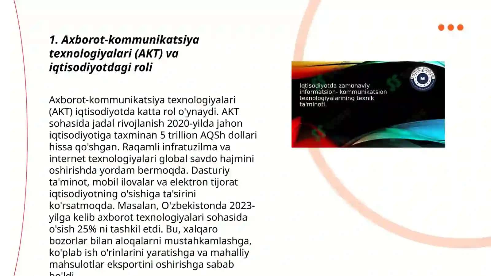 Iqtisodiyotda Axborot-Kommunikatsiya Texnologiyalarining O'rni va Ahamiyati 3