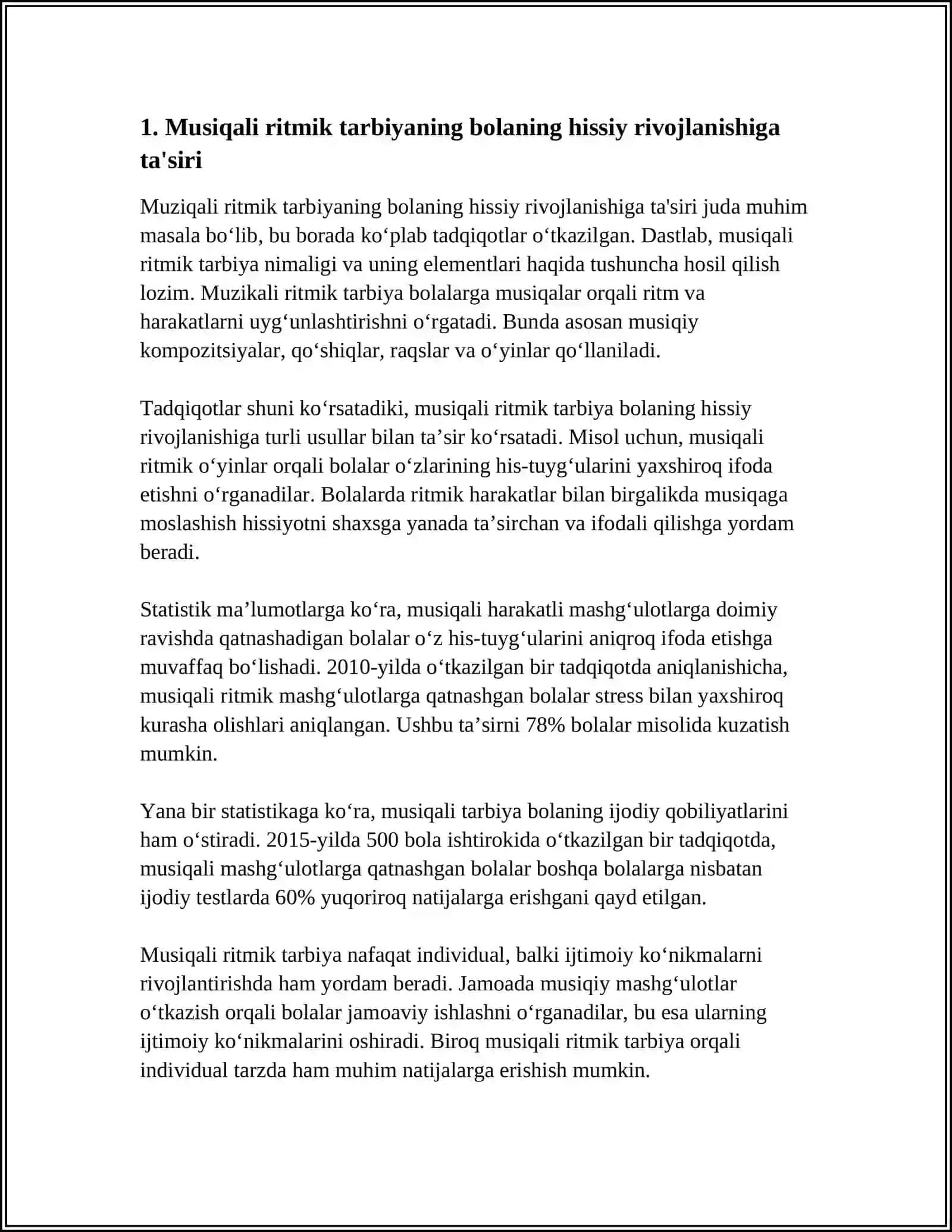 MUSIQALI RITMIK TARBIYANING BOLANING HISSIY RIVOJLANISHIGA TA'SIRI 3