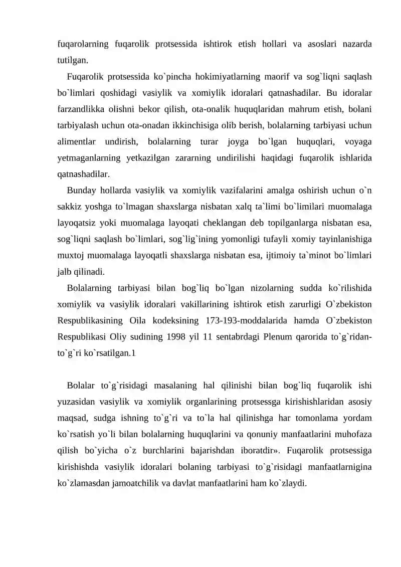 Fuqarolik protsessida boshqa shaxslarning huquqlarini himoya qiluvchi davlat boshqaruv organlari 3