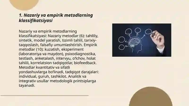 Psixologiya va muhandislik psixologiyasi fanlari metodlarining klassifikatsiyasi 3