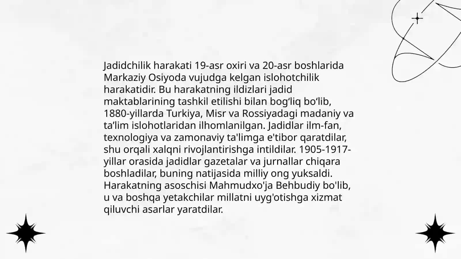 Jadid marifatparvarlarining oʻlka ijtimoiy-ma'naviy hayotida tutgan oʻrni 3