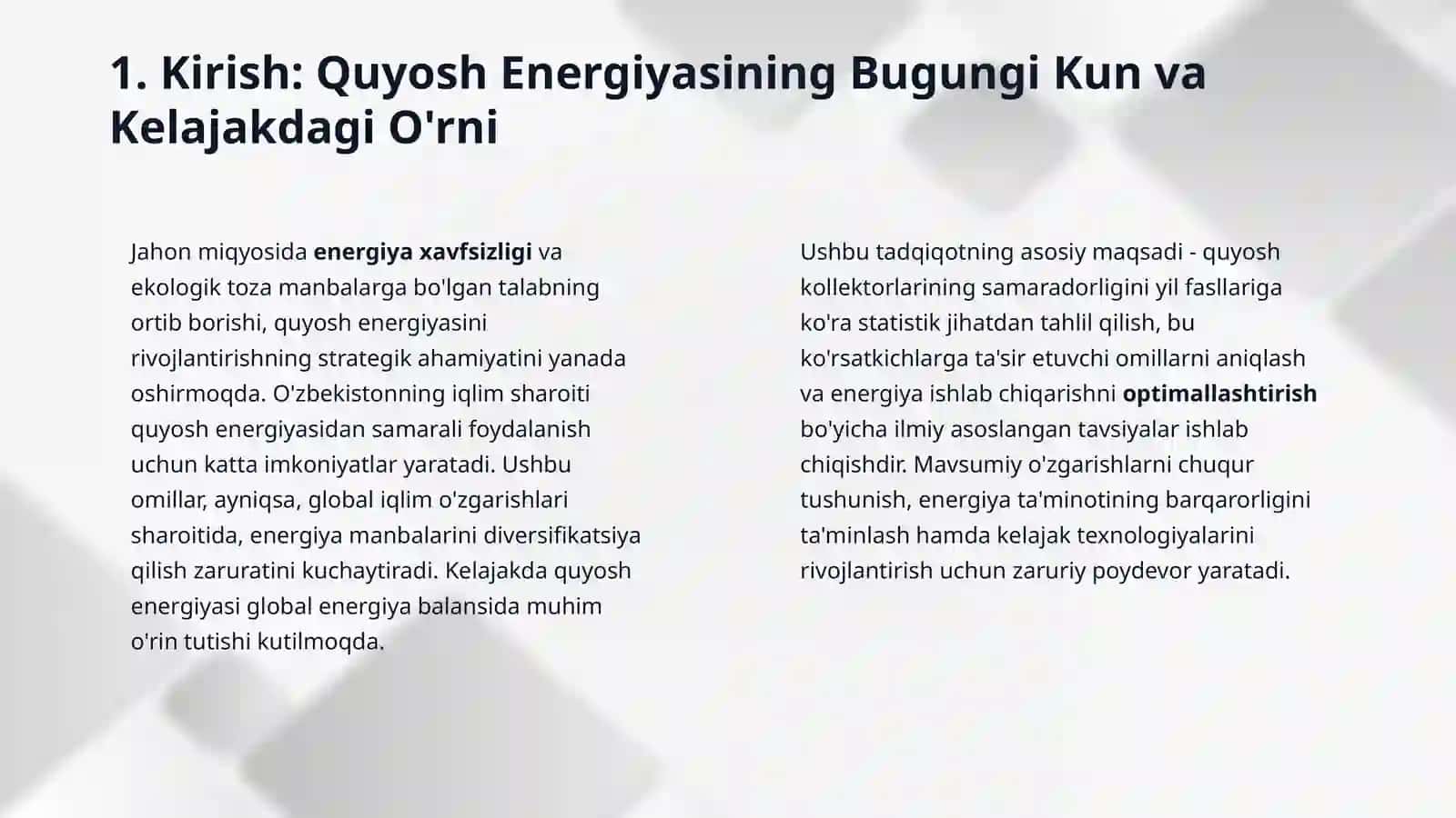 Quyosh kollektorlari samaradorligining yil fasllariga ko‘ra statistik taqsimoti. 3