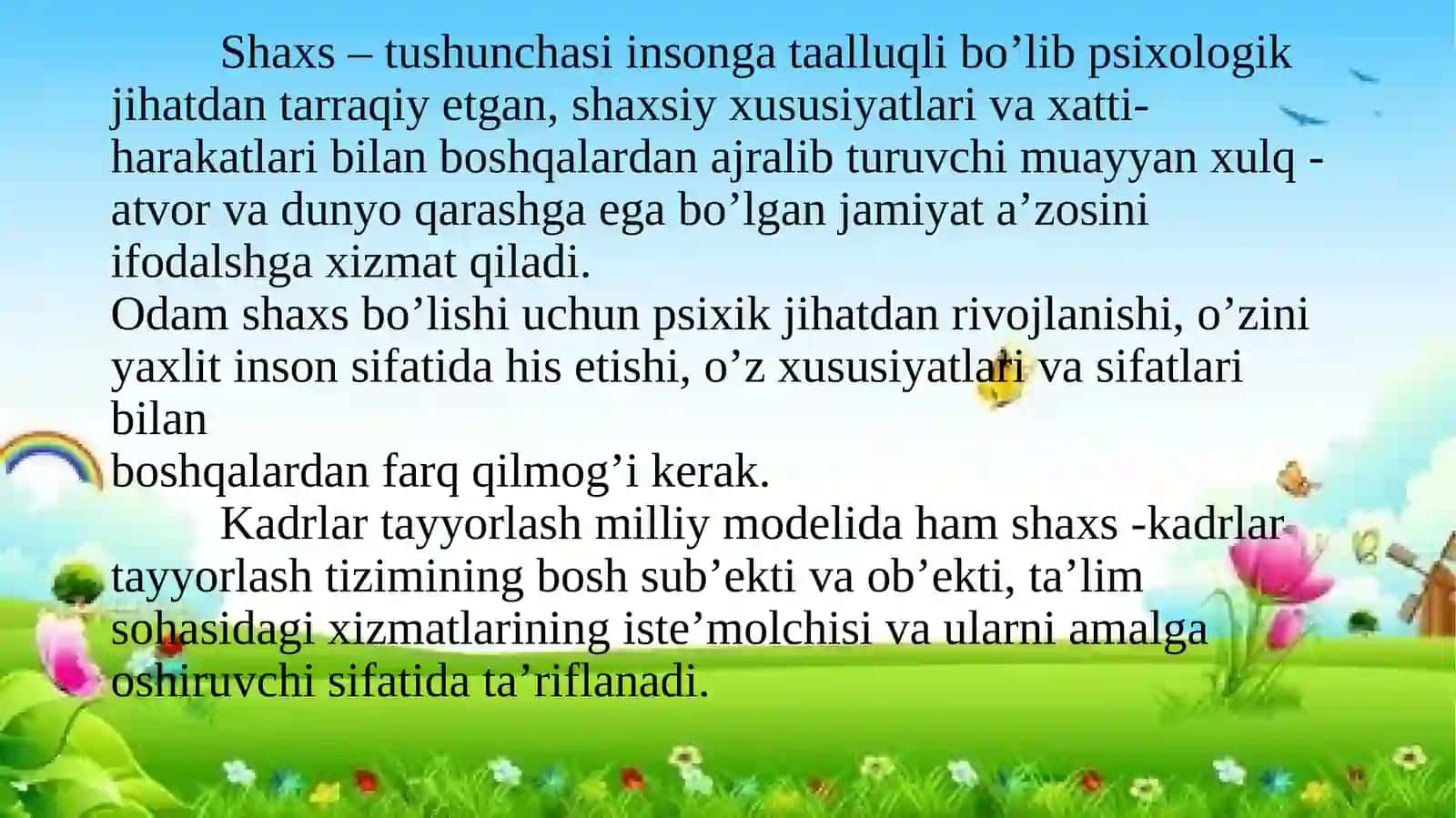 Shaxsning rivojlanishi, tarbiyasi va ijtimoyilashuvi 3