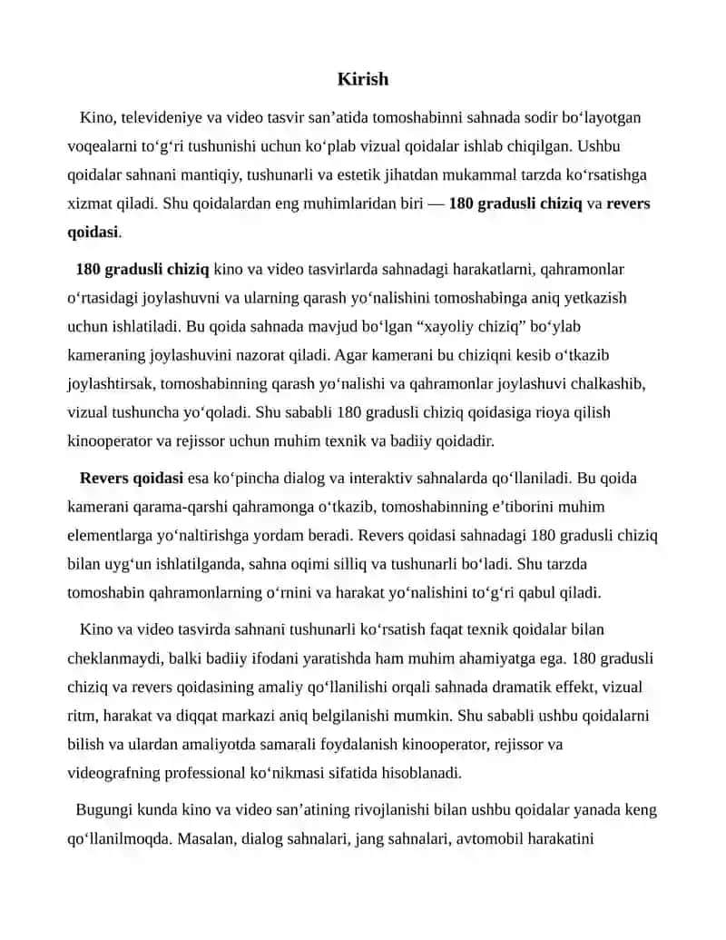 180 gradusli chiziq va revers qoidasi 3