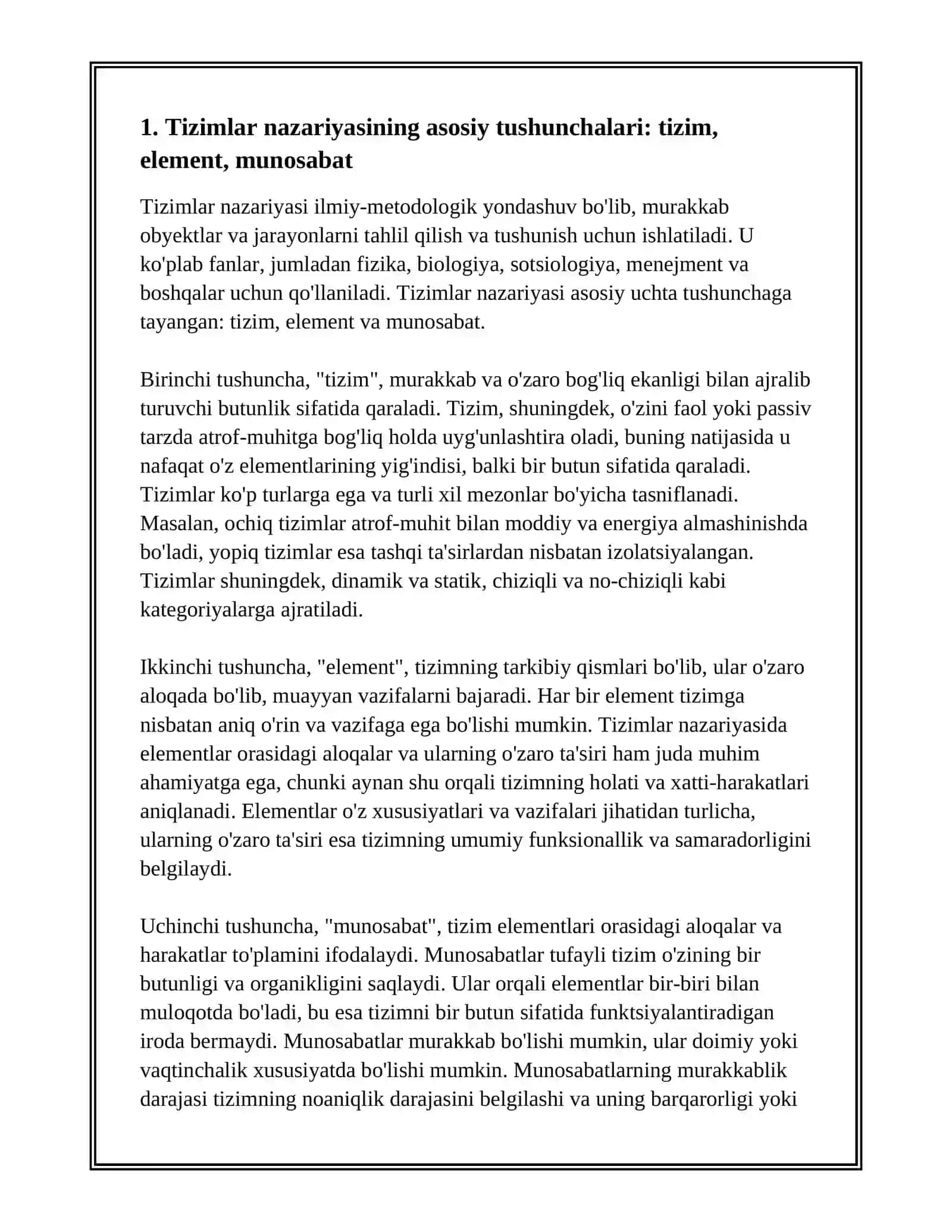 Tizimlar nazariyasining asosiy tushunchalari 3