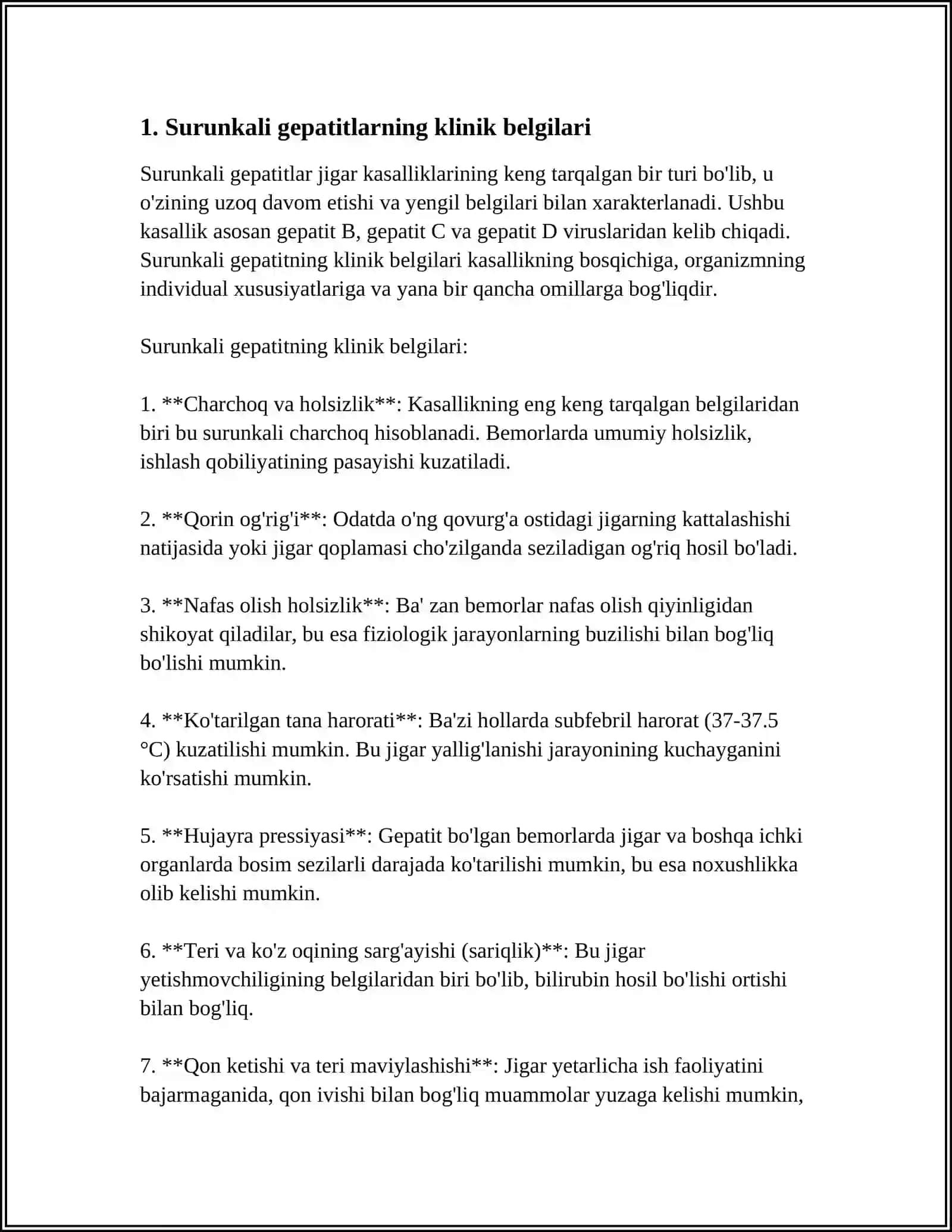 MUSTAQIL ISH Mavzu: SURUNKALI GEPATITLAR. XOLESISTITLARDA YOGʻ ALMASHINUVINING BUZILISHI( STEATOREYA) 3