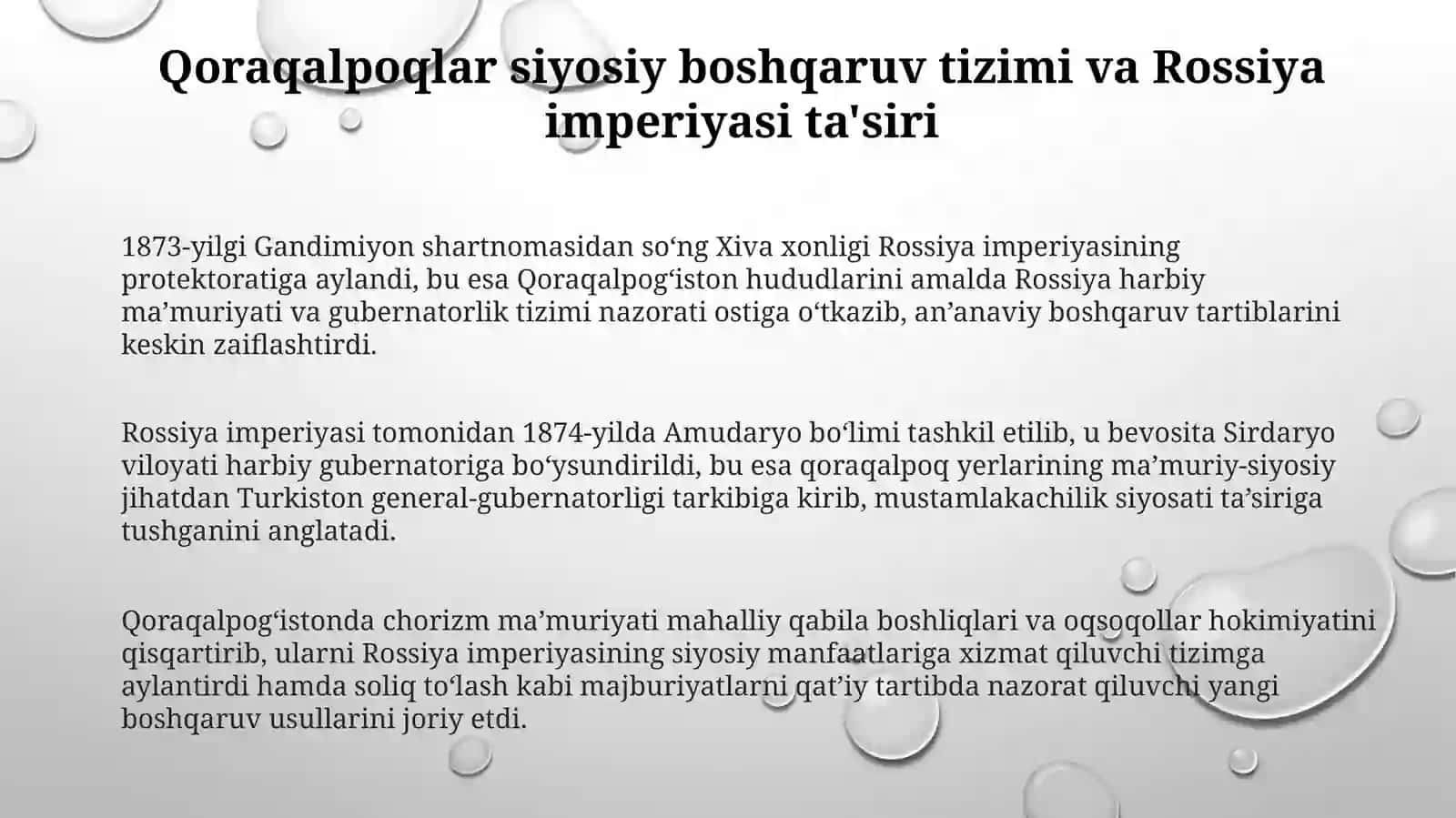 XIX asr oxiri – XX asr boshlarida qoraqalpoqlarning siyosiy, ijtimoiy-iqtisodiy va madaniy hayoti 3