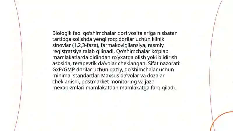 Biologik faol qoʻshimchalar va dori vositalaring qiyosiy tahlili 3