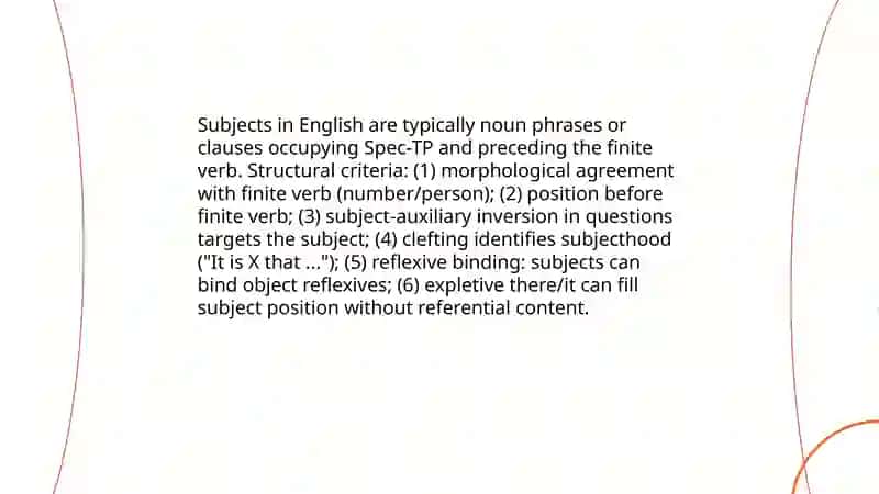Structural Details of Subjects, Verbs, and Objects 3