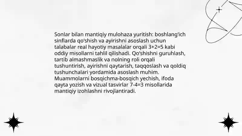 Boshlang'ich sinf matematika darslarida mantiqiy fikrlashga oid mulohaza yuritish 3
