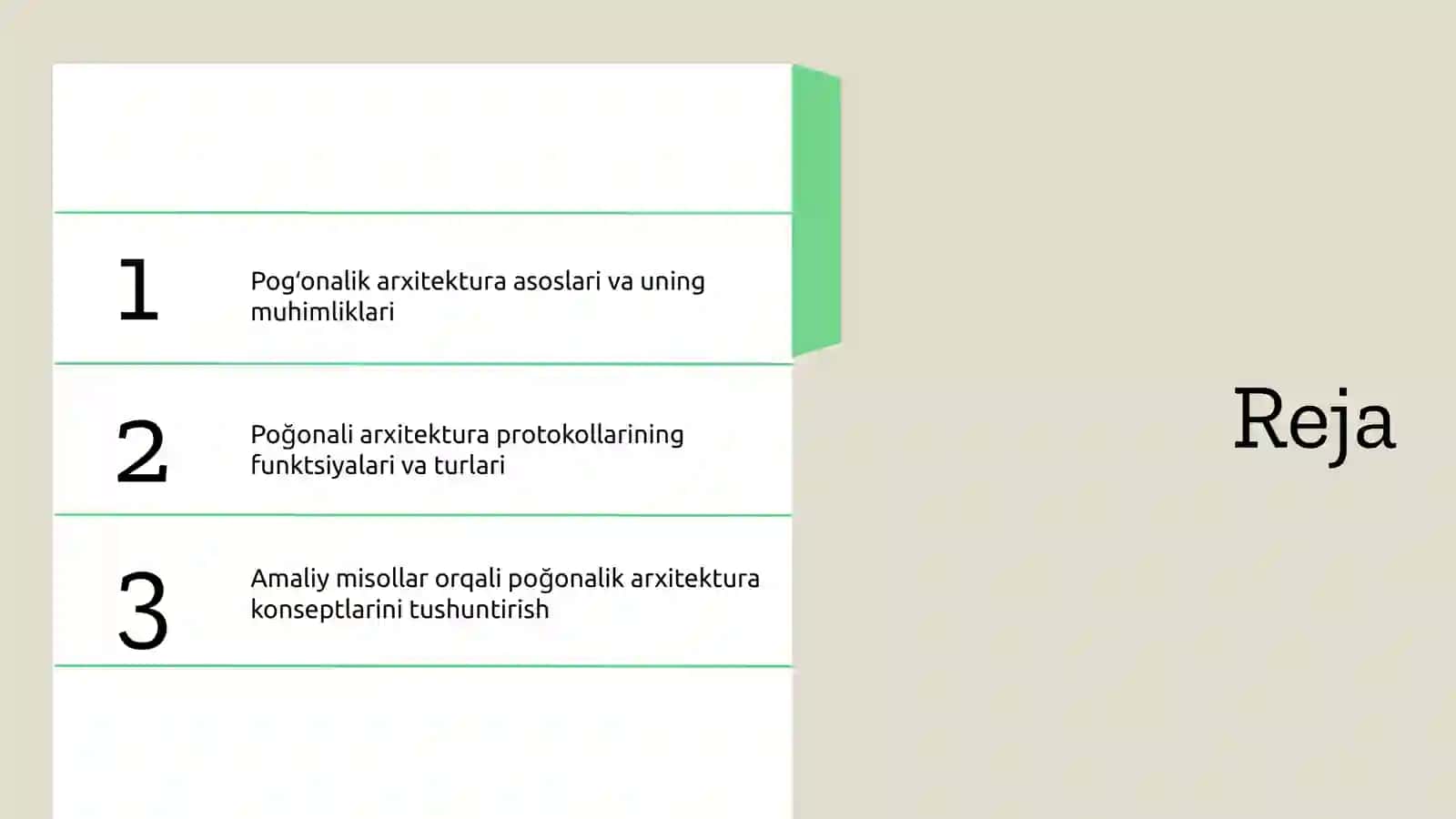Pogʻonalik arxitektura tushunchasi, poğonali arxitektura protokollari 3