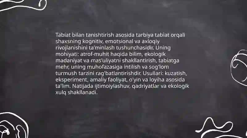 Tabiat bilan tanishtirish asosida tarbiya turlari 3