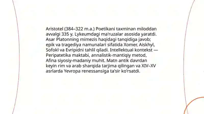 Aristotelning "Poetika" asari va soz san'ati 3