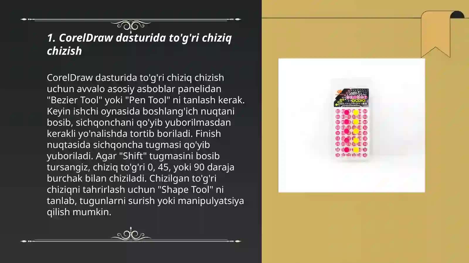 CorelDraw dasturida tóğri va egri chiziqlar chizish 3