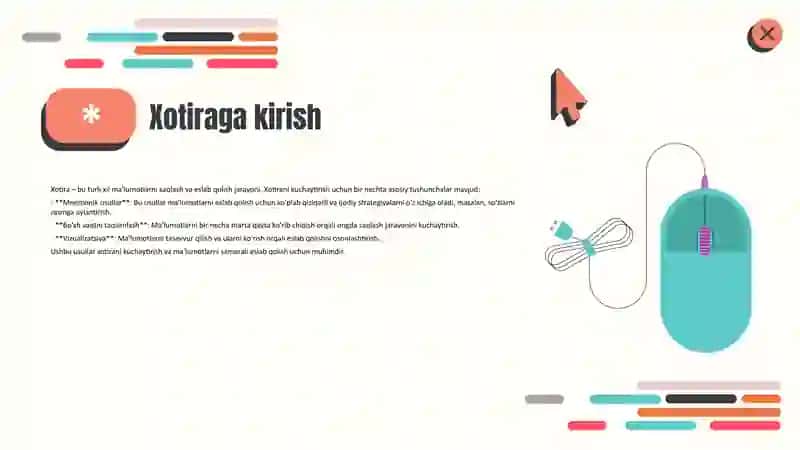 Xotira: maʼlumotlarni mustahkamlash yullari, usullari, vositalari 3