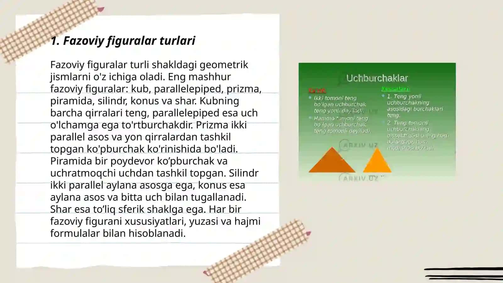 Fazoviy figuralarning tekislik bilan kesimlarini yasash 3