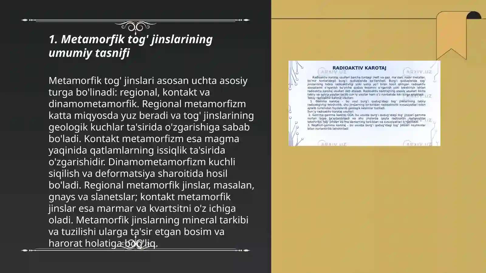 Meramorfik tog' jinslarining tasnifi, metamorfizimning turlari 3