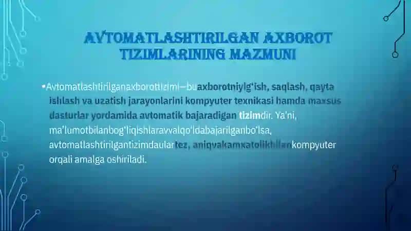 AVTOMATLASHTIRILGAN AXBOROT TIZIMLARI 3