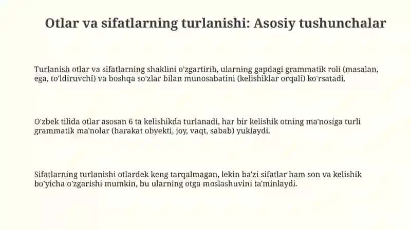 Ot va sifatlarning turlanishi 3