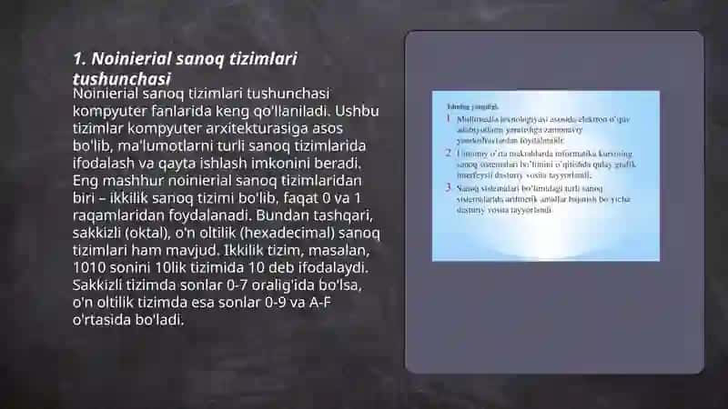 Noinierial sanoq tizimlari 3