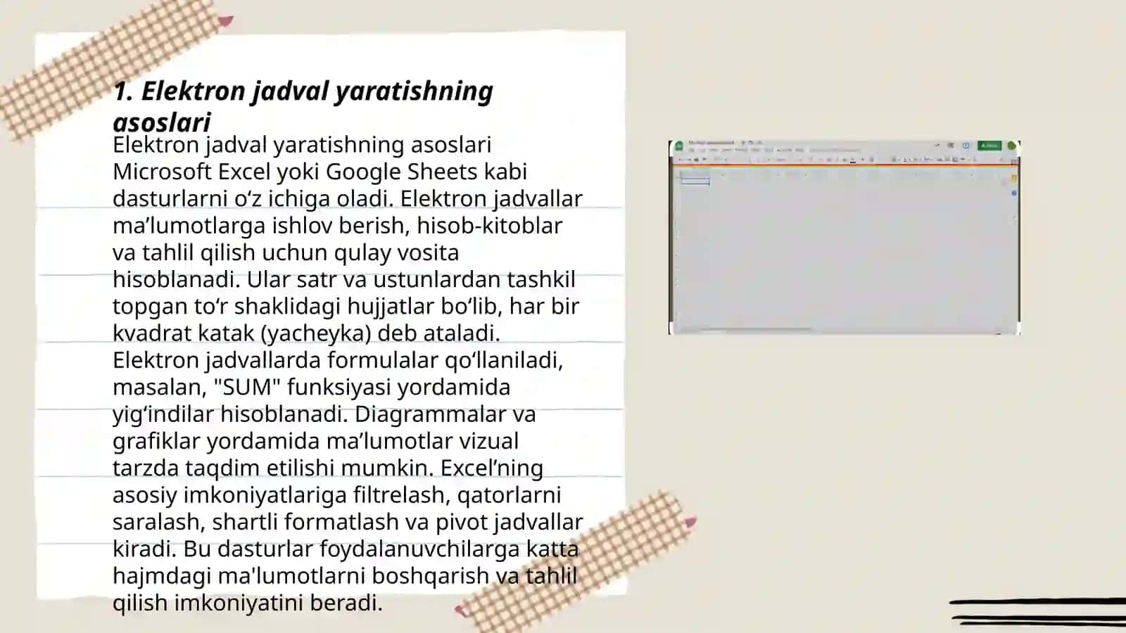 Elektron jadval yaratish 3