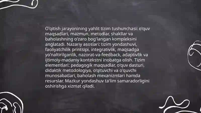 O'qitish jarayonining yahlit tizmi sifatida 3