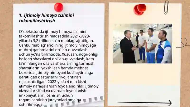 Yangi O'zbekistonda Prezident SH.M.Mirziyoyev rahbarligi va tashabbusi ostida amalga oshirilayotgan islohotlar 3